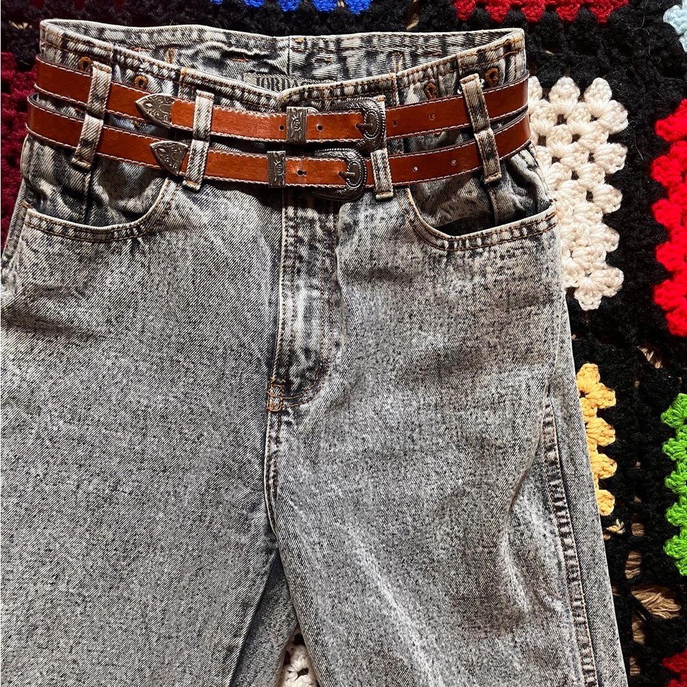 Vintage Jordache acid wash high waisted pants with belt